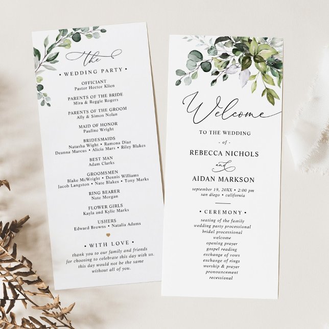 Programa de Boda Eucalyptus de Agua Verde (Subido por el creador)