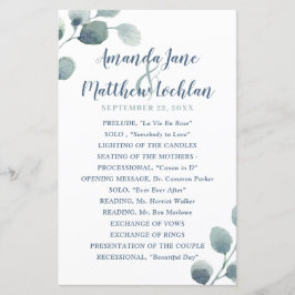 Programa de Boda Eucalyptus Greenery Watercolor