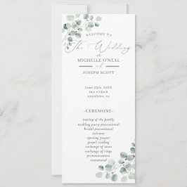 Programa de Boda Eucalyptus Sage Green Watercolor