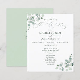Programa de Boda Eucalyptus Sage Green Watercolor