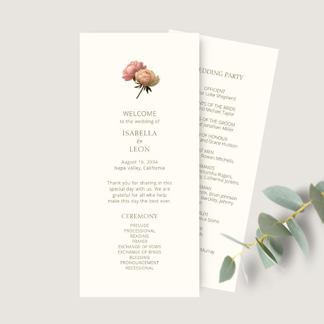 Programa de Boda Flor de Rosa Chic Marfil (Subido por el creador)