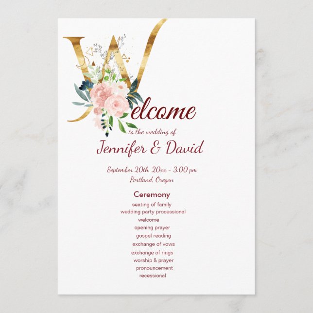 Programa de Boda Floral (Anverso)