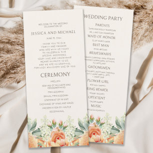 Programa de Boda Floral Acuarela con Crema de Melo