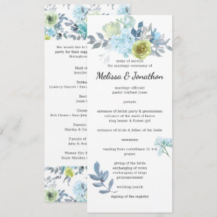 Programa de Boda Floral Amarillo Azul Claro Verde