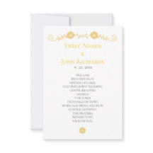 Programa de Boda Floral Amarillo Dorado y Blanco