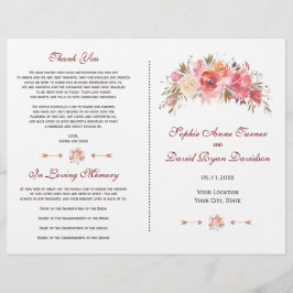 Programa de Boda Floral Antlers Marsala Borgoña