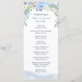 Programa de Boda Floral Azul de Acuarela