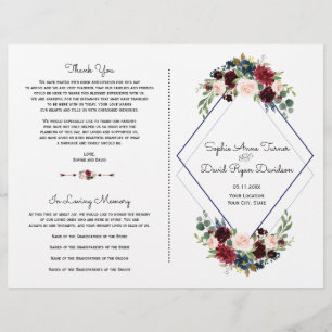 Programa de Boda Floral Azul de la Marina Merlot G