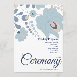 Programa de Boda Floral Azul Polvoriento