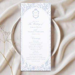 Programa de Boda Floral Azul y Blanco Chinoiserie