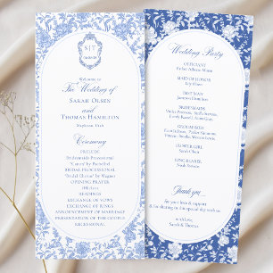 Programa de Boda Floral Azul y Blanco Chinoiserie