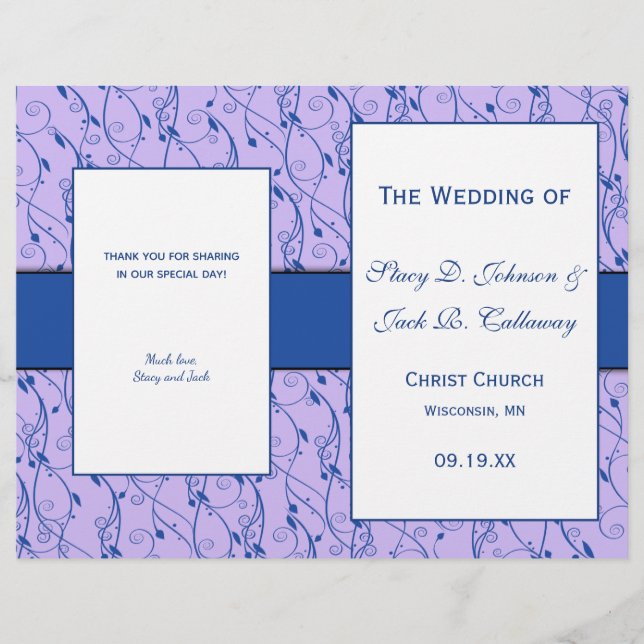 Programa de Boda Floral Azul y Lilac (Anverso)