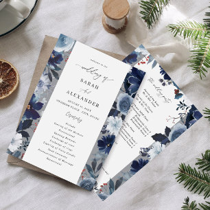 Programa de Boda Floral Azul y Marina - Gris