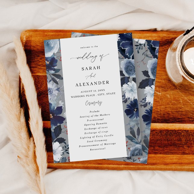 Programa de Boda Floral Azul y Marina - Gris 2 (Subido por el creador)