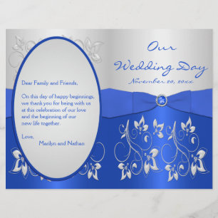 Programa de Boda Floral Azul y Plata de Cobalto