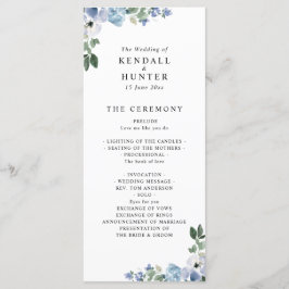 programa de boda floral azul y verde