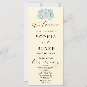 Programa de Boda Floral Blanco Romántico Amarillo