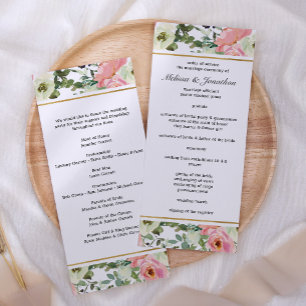 Programa de Boda Floral Blush y Cáscara de Huevo