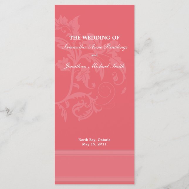 Programa de Boda Floral - Boda Rosa de chupa de mi (Anverso)