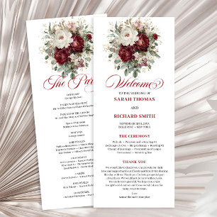 Programa de Boda Floral Borgoña Rubor Atemporal