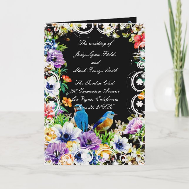 Programa de Boda Floral Botánico y Pájaros Azules (Anverso)