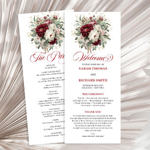 Programa de Boda Floral Burdeos Rubor de Lujo