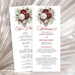 Programa de Boda Floral Burgundy Rubor Rojo Intens