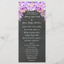 Programa de Boda Floral Chalkboard Purple Lavender