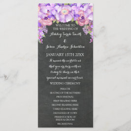 Programa de Boda Floral Chalkboard Purple Lavender