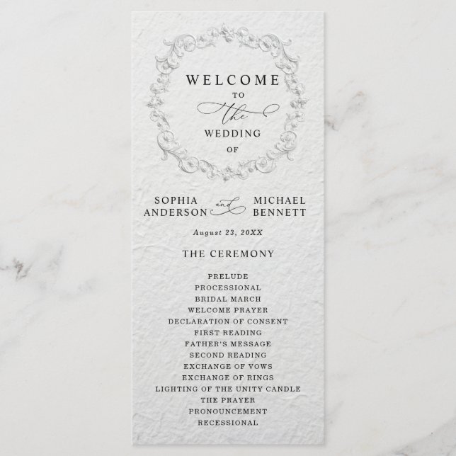 Programa de Boda Floral con Relieve Falso (Anverso)