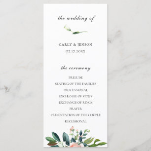 Programa de Boda Floral de Acuarela de bonito