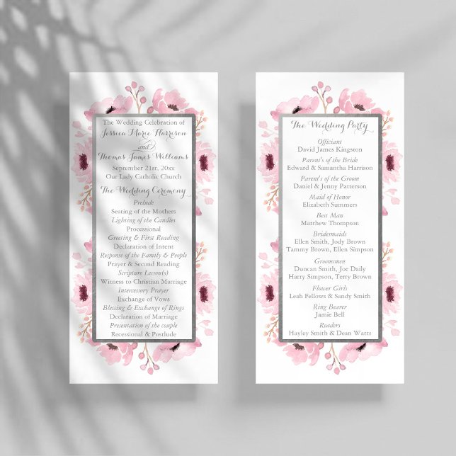 Programa de Boda Floral de acuarela de manantiales (Subido por el creador)