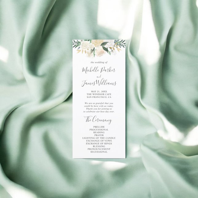 Programa de Boda Floral de Acuarela de Verdor (Subido por el creador)
