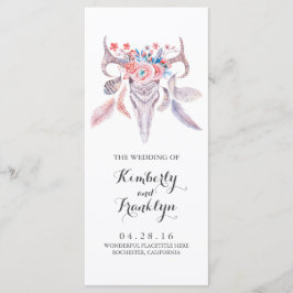 programa de boda floral de boho acuarela