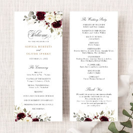 Programa de Boda Floral de Borgoña Blanca