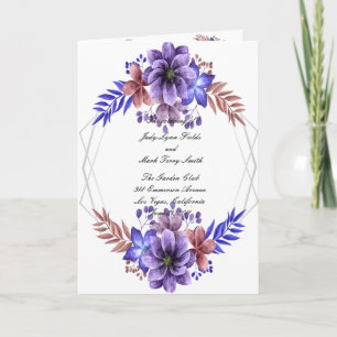 Programa De Boda Floral De Color Púrpura Y Azul
