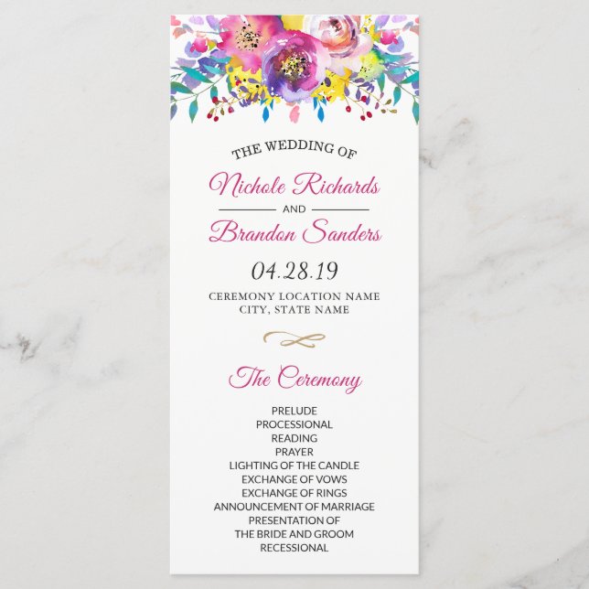 Programa de Boda Floral de Florencia de Oro de Fuc (Anverso)