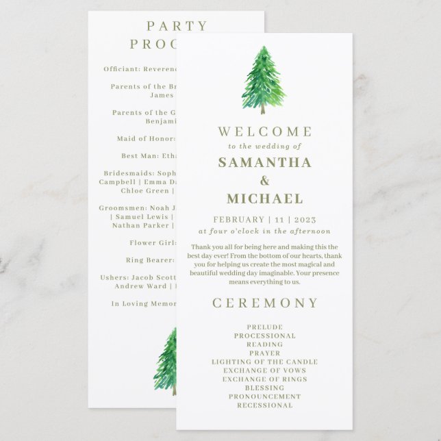 Programa de Boda Floral de Flores Forestales (Anverso / Reverso)