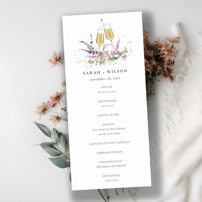 Programa de Boda Floral de Gafas de Oro Rosa (Subido por el creador)