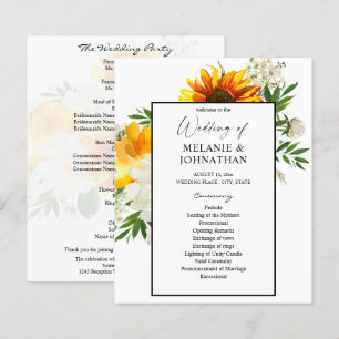 Programa de Boda Floral de Girasol de Artsy