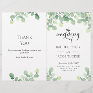 Programa de Boda Floral de Guión Verde Eucalyptus
