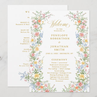 Programa de boda floral de jardín de primavera Pas