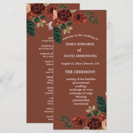 Programa de Boda Floral de Jardín Romántico Marrón