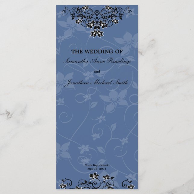 Programa de Boda Floral de la Lámpara Azul Real (Anverso)