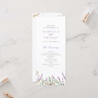 Programa de Boda Floral de Lavanda de Oro y Acuare