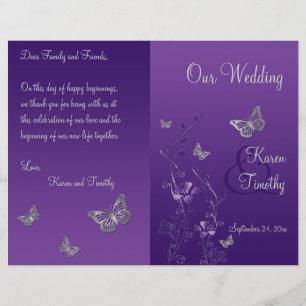 Programa de Boda Floral de Mariposa Gris Púrpura