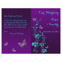 Programa de Boda Floral de Mariposa Morada Verde a