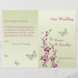 Programa de Boda Floral de Mariposa Verde Púrpura