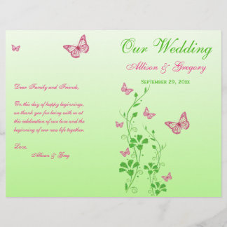 Programa de Boda Floral de Mariposa Verde Rosa