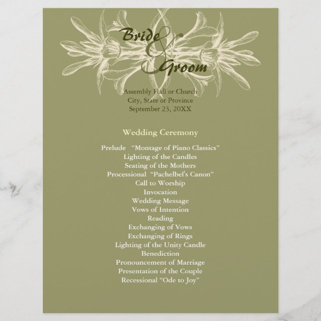 Programa de Boda Floral de Olivo Antiguo (Anverso)